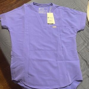 FIGS- Blueberry Hula Peplum scrub top XS. Brand new w/tags, never worn.